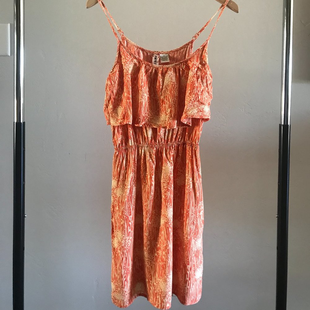 Orange and White Mini Sundress with Flowers